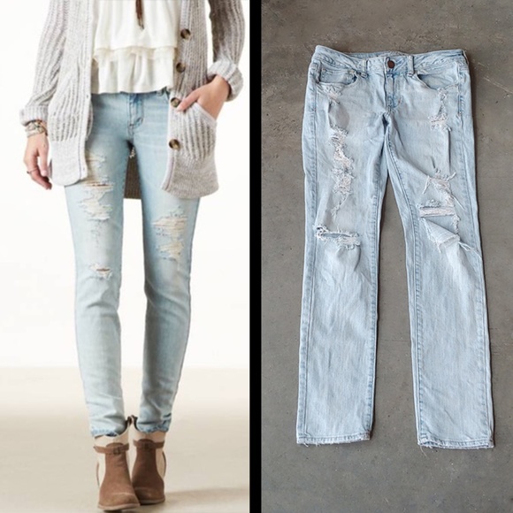 American Eagle Outfitters Denim - American Eagle Light Wash Distressed Skinny Jean 4
